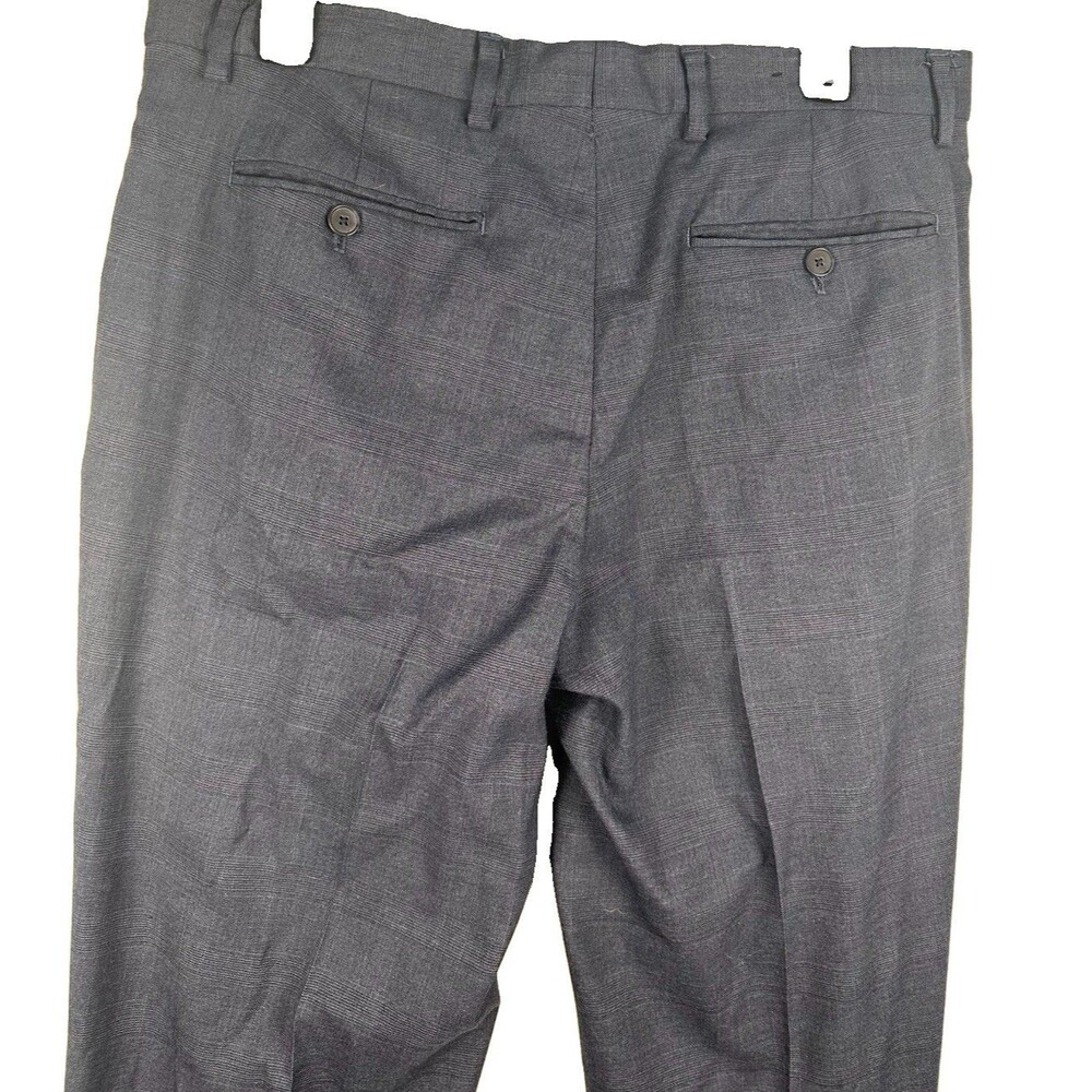 Banana Republic Pants Flat Front Glen Check Slim Fit Grey Blue Chino 33 X 32” - Picture 6 of 7